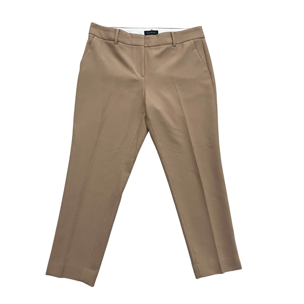 Talbots Hampshire Ankle Pants Womens 14 Tan Camel Straight Leg Dress Trousers